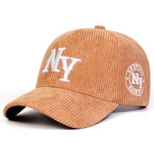1pc Women's Corduroy NY Letter Embroidered Baseball Cap, Street Fashion Hat, Outdoor Sun Protection Casual Cap For Spring/Autumn Travel, Beach Vacation - Multicolor - View 17