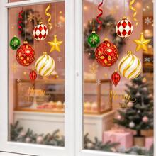 1/2pcs Christmas Ball Window Clings, Hanging Bauble Ornament Static Glass Decal, Double Sided Removable Garland Sticker, Holiday Shop Store Display Sliding Door Xmas Home Decorations - Multicolor - View 10
