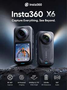 Insta360 X6 8K Panoramic Action Camera, Waterproof HD Anti-Shake, Handheld Pocket Camera, Custom Sensor, Dolby Vision, Large Capacity Battery, Windproof Microphone, Suitable For Travel, Vlog, Filming, Gifts - View 1