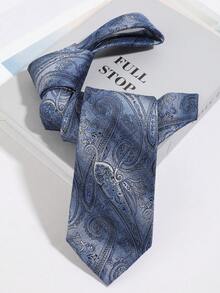 1PC Vintage Gradient Blue Paisley Paisley Pattern Hand-Tied Necktie, Business Commute Wedding Banquet Suit Men's Decorative Tie - Multicolor - View 6