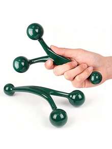 2pcs Massage Set Includes 1 Handheld Full Body 3-Ball Massager And Lymphatic Drainage Massager - Durable Plastic Round Face Roller, Suitable For Shoulders, Neck, Legs And Feet - Green Self-Massage Tool, Relieves Muscle Tension And Improves Blood Circulation - A - View 7