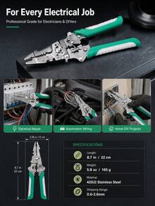 Multifunctional Wire Stripper, Anti-Slip Fast Stripping And Cutting, Stripping Range 0.8-2.6mm², Suitable For Professional Electricians, Foldable Wire Stripper. Applicable To Electrical Engineering, Home Appliance Repair, Home Renovation, Automotive Repair And Marine Maintenance. - 12-in-1 Wire Stripper - View 5