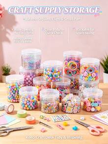 10pcs Transparent Plastic Jars With Lids, Suitable For Storing Slime, DIY Crafts And Jewelry. Featuring A Transparent Round Design For Easy Observation Of Contents, Leak-Proof Sealed Lids, Lightweight And Reusable Material. Perfect For Home Storage, Travel And Small Accessory Organization. - White - View 4