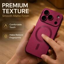 SKJL فاخرة ل- Magsafe بطانية هاتف TPU ناعم مطفي متوافق مع iPhone 18 18Pro 18Pro Max 17 17Pro 17Pro Max Air 16 16Pro 16Pro Max حماية العدسة بطانية معدني - عنابي اللون - مشاهدة 2