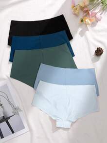 5pcs Women's Seamless High Elasticity Boxer Briefs - Multicolor - View 2