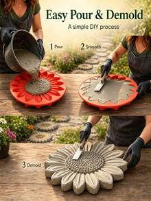 Reusable Sunflower Stepping Stone Mold, DIY Concrete Paver Mold, Butterfly Bee Pumpkin Snowflake Shaped Concrete Mold, Suitable For Concrete DIY Stepping Stones, Perfect For DIY Walkways, Garden Paths, Lawns And Yard Decoration - Multicolor - View 6
