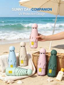 1pc Capsule Folding Umbrella, High-Quality Waterproof, Sun Protection, UV Protection, Foldable - Multicolor - View 10