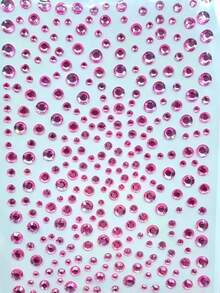 1pc Mixed Size Pink Crystal Round Rhinestones, Y2K Face Jewels, Suitable For Face Makeup, Electronic Music Festival, Music Festival, Cosplay, Party, Holiday And Other Occasions - Multicolor - View 3