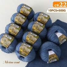 10-Pack, 500g, Premium Imitation Knitted Yarn, Soft, Breathable, Non-Fading, Vibrant Hand-Knitting Yarn For Sweaters, Vests, Coats, Scarves, Hats, Shawls And More - Wool 10 Balls [500g] - View 48