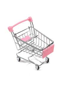1pc Stainless Steel Mini Shopping Cart Storage Box - Rectangular File & Miscellaneous Organizer Container - Multicolor - View 13