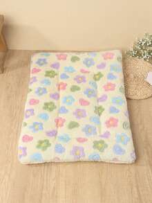 Yellow Multicolor Floral Print Thickened Polyester Pet Bed Mat, Breathable Comfortable Washable All-Season, Suitable For Small And Medium Cats And Dogs, Suitable For Teddy And Other Pets, Not Suitable For Large Dog Breeds - Yellow - View 14