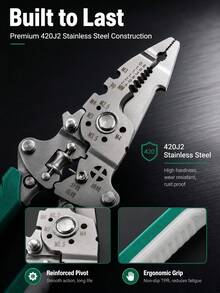 Multifunctional Wire Stripper, Anti-Slip Fast Stripping And Cutting, Stripping Range 0.8-2.6mm², Suitable For Professional Electricians, Foldable Wire Stripper. Applicable To Electrical Engineering, Home Appliance Repair, Home Renovation, Automotive Repair And Marine Maintenance. - 12-in-1 Wire Stripper - View 1