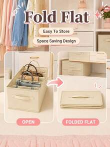 Wardrobe Handbag Storage Box, Divided Fabric Storage Box, Large Capacity With Handle Bag Organizer - Multicolor - View 10