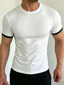 ZYNTH BALENO Men's Summer Fashion Patchwork Short Sleeve T-Shirt, Essential For Summer Sports White - White - View 2