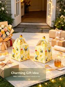 25/15/5/1pc Yellow Bee Honeycomb Pattern Gift Boxes, Cartoon Little Bee Print Candy Paper Boxes, Party Favor Candy Dessert Handheld Packaging Boxes - Multiple Styles - View 4