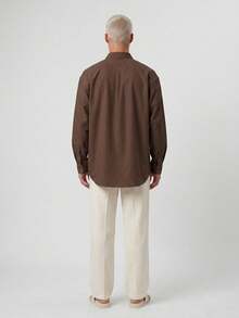 Men's Textured Thick Oversize Shirt Brown - Brown - View 2