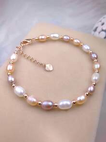 1pc Minimalist Faux Pearl Beaded Bracelet, Adjustable Elegant Versatile Hand Accessory For Women, Suitable For Daily Wear, Festivals, Parties And Vacations - Multicolor - View 4