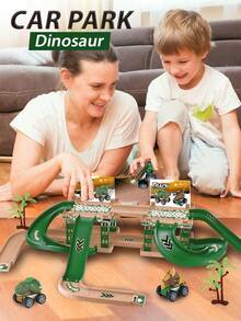 Children's Engineering Vehicle Double-Layer Track Parking Lot Toy Set, Durable Assembling Sliding Track, Includes Multiple Small Cars, Double-Layer 3D Parking Platform With Straight, Curved, And Arc-Shaped Sliding Tracks, Simulates Real-Life Scenarios, Can Be Freely Assembled And Built, Develops Children's Hands-On Assembly Skills And Spatial Imagination. Thickened Anti-Drop Plastic Material, Rounded Edges With No Burrs - Multicolor - View 8