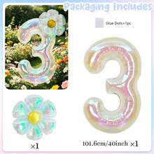 40Inch Colorful Transparent Number Balloons & Large Transparent Daisy Foil Balloons, For Birthday Party, Anniversary Decoration - View 16