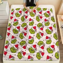 The Grinch Soft & Comfortable 1pc All-Over Print Modern Flannel Christmas Nap Blanket - Christmas Tree - Polyester Nap Blanket - Digital Print Craft, Suitable For Sofa, Bed, Travel, Office Home Decor - Multicolor - View 6