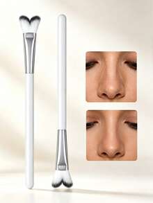 2pcs/1pc Professional Nose Contour Brush, Soft Bristles Precision Sculpting Tool For Nose Shadow & Highlighting, Makeup Brush For Flawless Blending - White - View 1