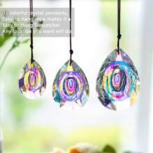 3PCS AB Teardrop Suncatcher Hanging Ornaments, Faceted Rainbow Prism Pendants For Window, Home, Car & Garden Decor - 3pcs Longan - View 3