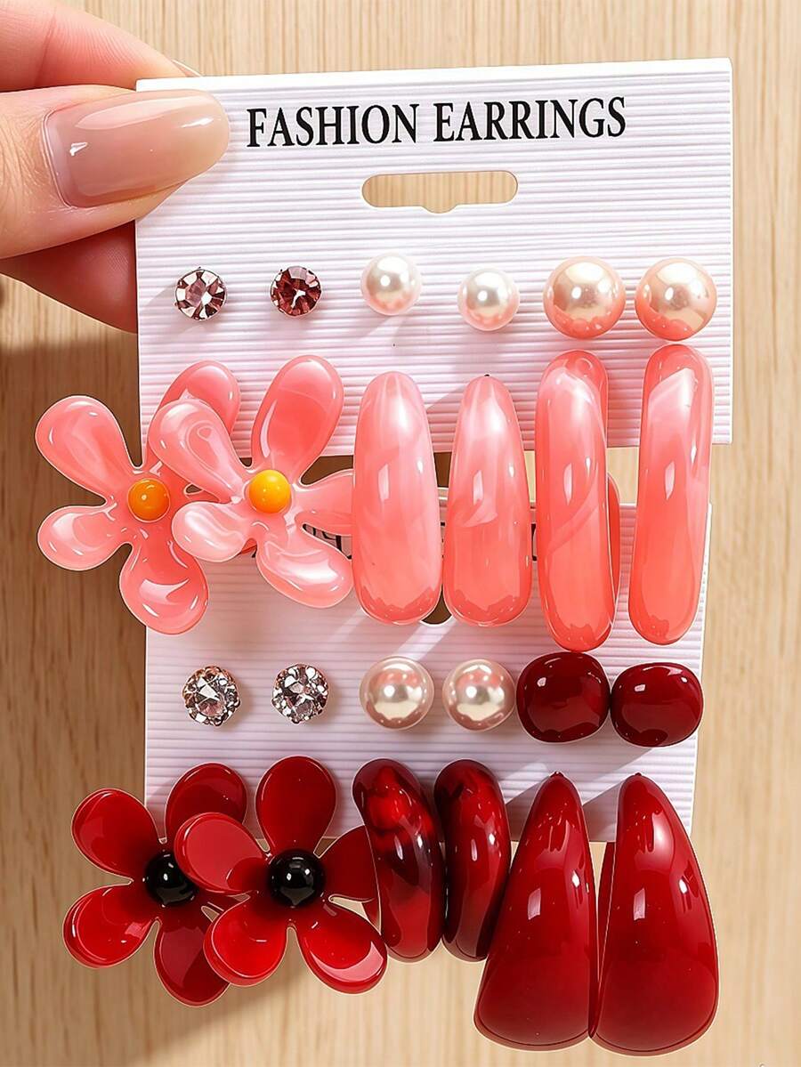 Fashionable Flower C-Type Earrings - Colored Resin Ear Hooks - Women's Elegant And Fresh-Style Earrings - Multicolor - View 1