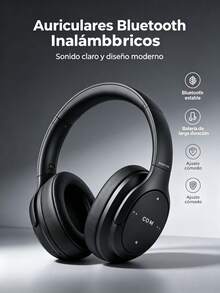Audífonos Bluetooth Inalámbricos Over Ear, Auriculares de Diadema con Almohadillas Cómodas, Diseño Ajustable para un Mejor Ajuste, Sonido Estéreo para Disfrutar Música, Películas, Podcasts y Llamadas, Ideales para Trabajo, Estudio, Ejercicio Ligero, Viajes, Casa y Uso Diario, Diseño Moderno y Portátil - Ver 4