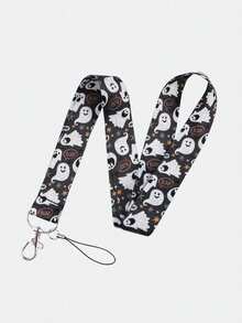 1pc Halloween Ghost Long Ribbon Lanyard, Ghost, Skull, Imp, Pumpkin, Witch Hat Pattern Phone Lanyard Keychain, Suitable For Halloween Party, Back To School Season, Also Suitable For Students, Teachers, Medical Personnel, Ideal Gift For Friends - Multicolor - View 6