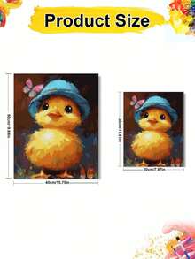 DIY Adorable Yellow Chick In Blue Hat With Butterflies (Frameless 8x12 / 16x20 Inches) Paint By Numbers Kit (Acrylic) Arts & Crafts For Adult Beginners, Home Wall Decor, And Unique Holiday Gifts - Sets - View 3