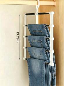 1pc Multi-Layer Pants Rack, Ladder-Style Pants Hanger, Multi-Layer Non-Marking Pants Clips, Multi-Functional Foldable Pants Rack, Space-Saving Closet Hanging Organizer, Multi-Functional Anti-Slip Ladder Design, Can Hang Scarves, Belts, Ties, Jeans, Pants, Bed Sheets, Etc. Essential Dorm Closet Organizer Tool, Suitable For Holiday Preparation, Easy To Assemble, Quick Installation, Simple And Practical, Keeps Your Favorite Clothes Within Reach - Multicolor - View 2