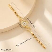 1pc Vintage Gold Women's Quartz Watch With Rhinestone Oval Dial, Women's Jewelry Gift Watch - Style 1 - View 2
