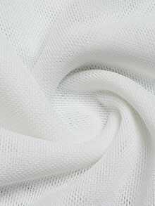 Aflion Women Summer White Collar Zip Up Long Sleeve Fitted Mesh Shirt, Slim Cropped Sheer Top Fall Daily Outfit - White - View 4