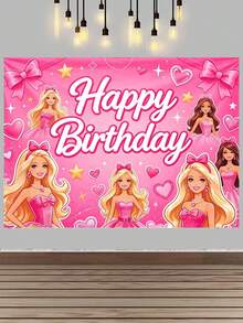 Splendor Macaron Gradient Elegant Girl Party Photo Background Fabric, Ribbon Hairpiece Printed Background Banner, Birthday Celebration Party Supplies - Multicolor - View 14