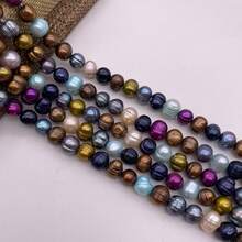8-9mm 多色馬鈴薯形圓形淡水珍珠 DIY 配件 1 串 長度 38cm/14.96inch，孔徑 0.8mm - 彩色 - 查看 1