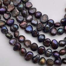 6-7mm Black-Brown Potato-Shaped Small Baroque Freshwater Pearl DIY Accessory 1 Strand Length 35cm/13.78inch, Hole Diameter 0.8mm - Black-brown - View 2