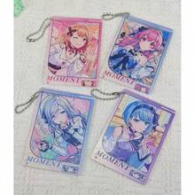 PJSK Anime Academy Photocard Holder Keychain, Cute Anime Girl Transparent Card Cover With Bead Chain, Bag Pendant Photo Protector Collectible Fan Gift - Multicolor - View 1