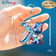 Disney Stitch Letter Embroidered Keychain, 26 'A-Z' Floral Cartoon Patterns, Acrylic Pendant With Chain, Suitable For Bags, Keys And Car Keys, Travel Accessory Gift, Cute Floral Keychain Design, Smooth Surface, Keychain, Decorative Keychain, Cartoon Keychain, Christmas Gift, Fan Gift, 2D Flat Gift, Holiday Gift, Home Decor - Multicolor - View 9