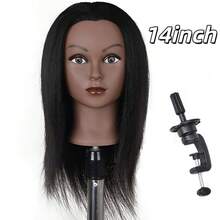 100% Human Hair Mannequin Head With Clamp Stand, Professional Hair Styling, Braiding And Barber Training Mannequin Head Doll - 1PC - View 8