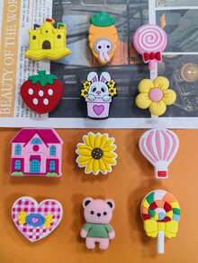 12PCS Fun Cute Cartoon Series Shoe Charms, Playful Cartoon Element Design, Replaceable Shoe Decor Parts, Great Choice For Small Gifts - Multicolor - View 1