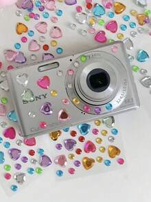 10 buah Stiker Kamera, Stiker Hati & Berlian Gaya , Stiker Mengkilap Dekoratif 3D, Cocok untuk Papan Klip, Dekorasi Ponsel, Riasan, Kerajinan DIY, Perlengkapan Alat Tulis Warna Acak - Stiker rhinestones untuk makeup - View 1