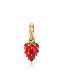 1Pc Gold Plated Dangle Charms, Cross Flower Heart Strawberry Beads Pendant Fit Bracelet - Multicolor - View 5