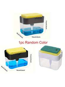 1pc Kitchen Soap Dispenser And 5pcs Sponge Holder, Soap Pump Dispenser With Sponge Rack, Plastic Dishwashing Liquid Squeezer Container, Kitchen Detergent Dispenser, Sink Accessories, Efficient Cleaning Tool Kitchen Items Kitchen Accessories Kitchen Tools - Multicolor - View 11