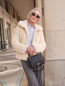 Women's Faux Fur Hooded Pocket Jacket - Perfect Choice For Autumn/Winter - Beige - View 9