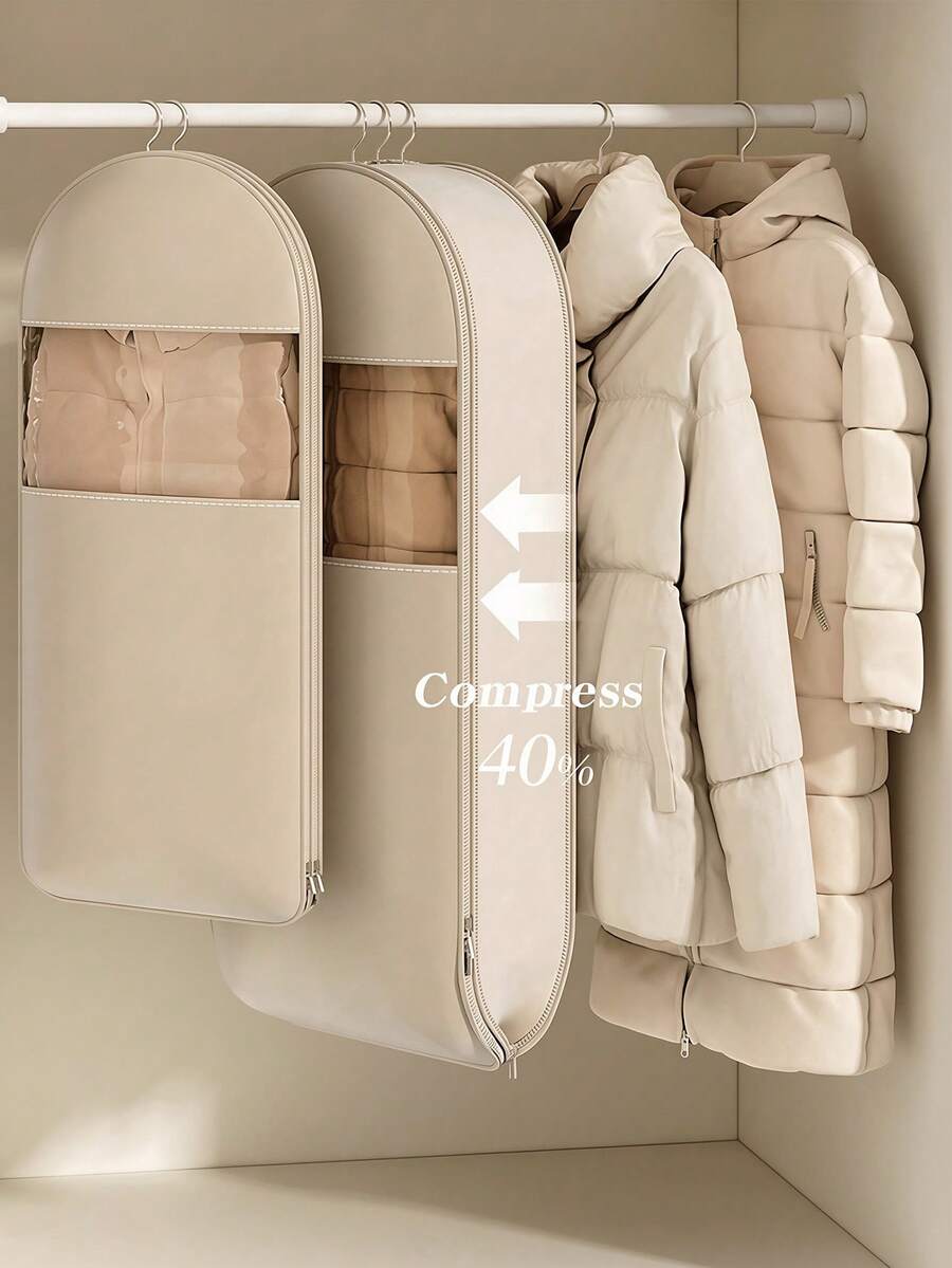 Dust-Proof Clothing Storage Bag With Window And Zipper, Unisex, Suitable For Home, Bathroom, Classroom Decoration, Indoor Daily Use, Back To School, Christmas, Halloween, Travel, Vacation, Wedding, Party, Essential Gift Accessory