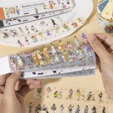 30 Sheets/Bag Sticker Book Human Sea Series Character Daily PET Small Stickers, Scrapbook Supplies Notebook Accessories, Used For Decorating Cards, Photo Frames, Computers, Phone Cases, Water Cups, Magazines, Stationery Boxes, Luggage, Desktop Decoration - Multicolor - View 1