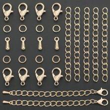 150pcs/300pcs KC Golden DIY Handmade Extension Chain Jewelry Making Kit, Includes (12*7mm) Lobster Clasp, (7*5mm) Jump Rings, Water Drop Pendant, 5-Section Chain, Suitable For DIY Beaded Tail Chain, Jewelry Extension Chain, Jewelry Clasp, Open Connector Ring, Hand & Foot Jewelry Connector, Jewelry Accessories Handmade Craft Materials - Accessory Set - View 9