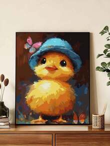 DIY Adorable Yellow Chick In Blue Hat With Butterflies (Frameless 8x12 / 16x20 Inches) Paint By Numbers Kit (Acrylic) Arts & Crafts For Adult Beginners, Home Wall Decor, And Unique Holiday Gifts - Sets - View 4