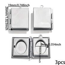 3Pcs Vintage Locket Charms, 304 Stainless Steel Openable Photo Pendant, Charms For Jewelry Making, DIY Necklace Bracelet Making Accessories - Locket Pendant - View 9