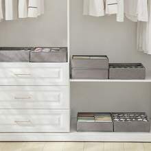 Fabric Drawer Organizer Divider Box – Built-In PP Board Support Foldable Storage Box, Underwear Socks Underpants Classification Storage Box, Suitable For Wardrobe Drawer Bedroom Clothing Divider Storage - Multicolor - View 10